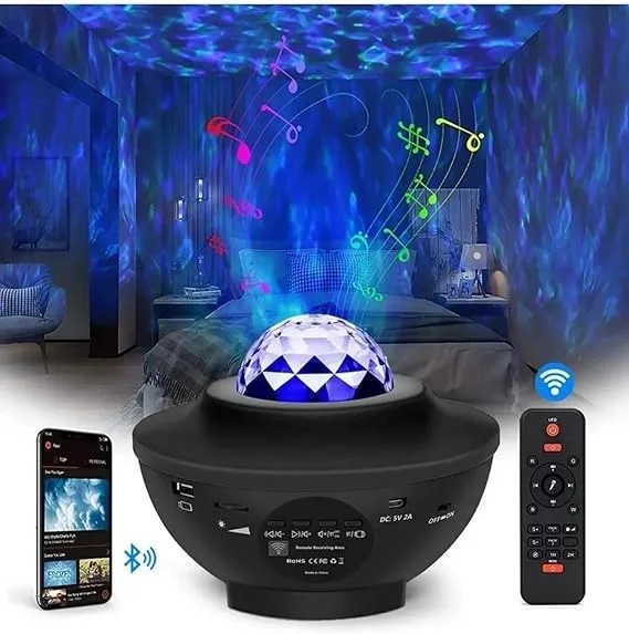 Yıldızlı Projektör Tavan Bulutsu Galaxy Lazer Işıklı Disko Topu Bluetooth Hoparlör Parti Led Lambası