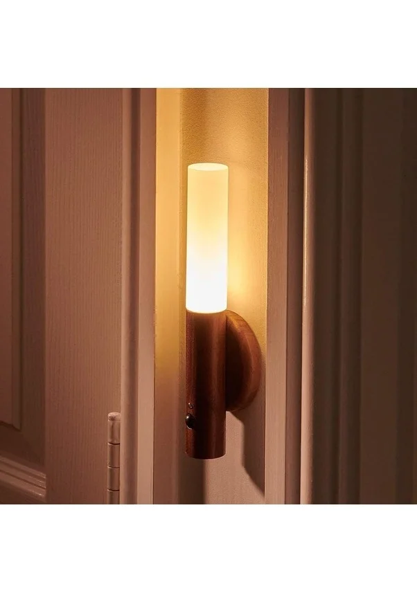 Sensörlü Usb Şarjlı Mıknatıslı Taşınabilir Duvar Aplik Masa Lambası Ahşap Görünümlü Gün Işığı