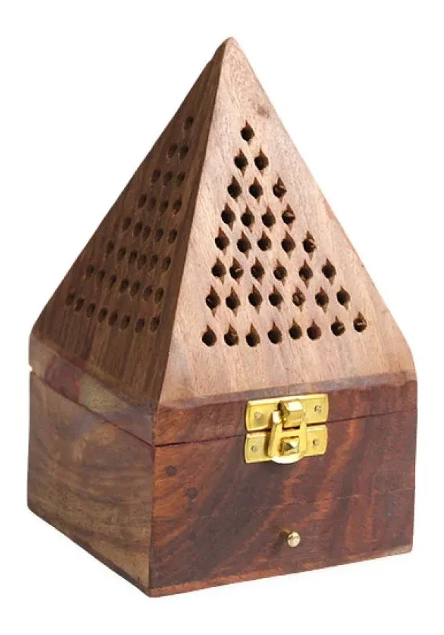 El Yapımı Ahşap Piramit Tütsülük Buhurdanlık – Dekoratif Kule Tütsü Kutusu
