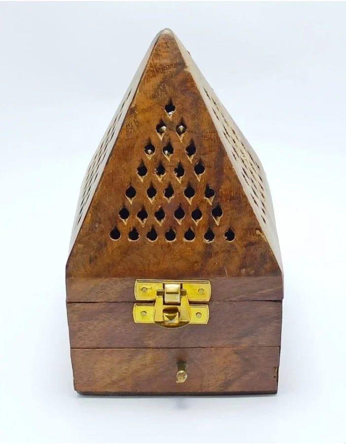 El Yapımı Ahşap Piramit Tütsülük Buhurdanlık – Dekoratif Kule Tütsü Kutusu