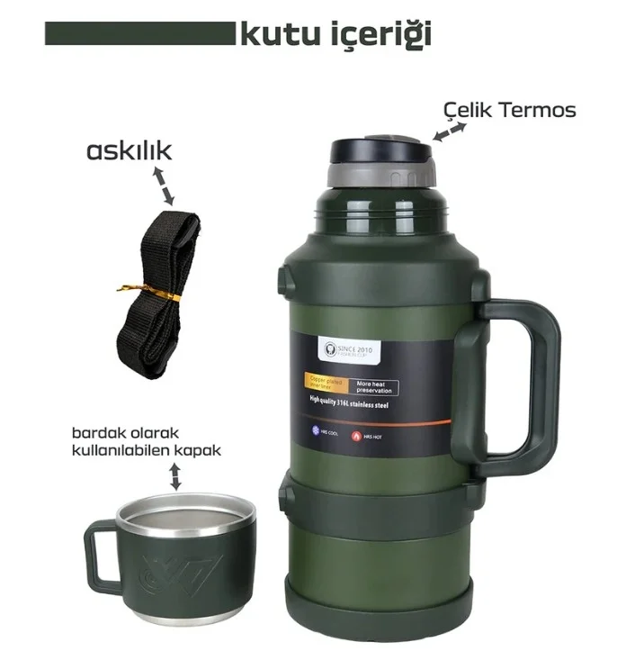 Safe Paslanmaz Çelik 3.2 Litre Termos 48 Saat Sıcak Soğuk Tutma Safe Paslanmaz Çelik 3.2 Litre Termos 48 Saat Sıcak Soğuk Tutma