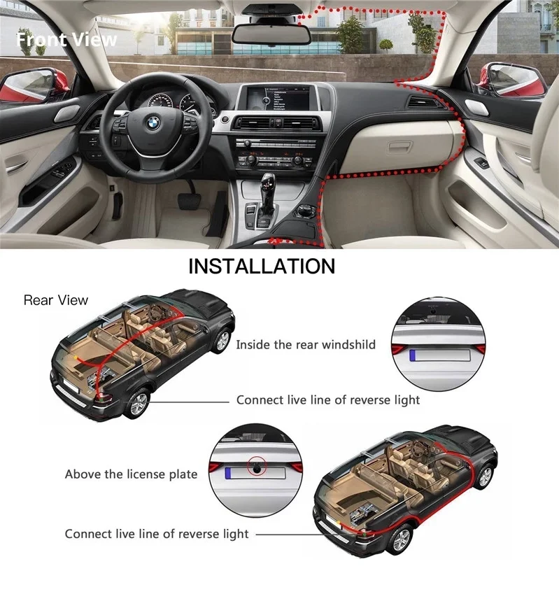 4 inç Araç İçi Kamera Kaydedici Çift Ön ve Arka HD 1080P Gece Görüşlü Araç Kamerası