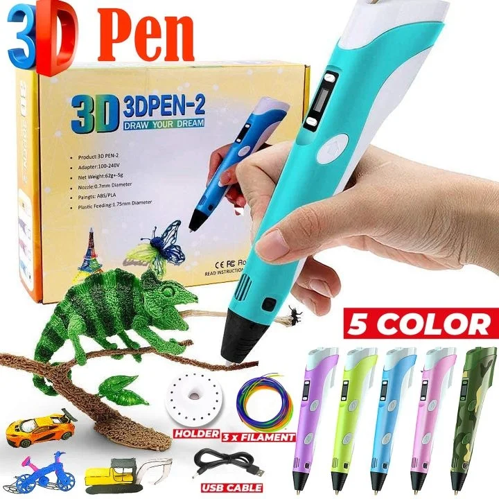 3d Kalem - 3d Pen Baskı Kalemi Yazıcı Printer + 5 Renk Filament