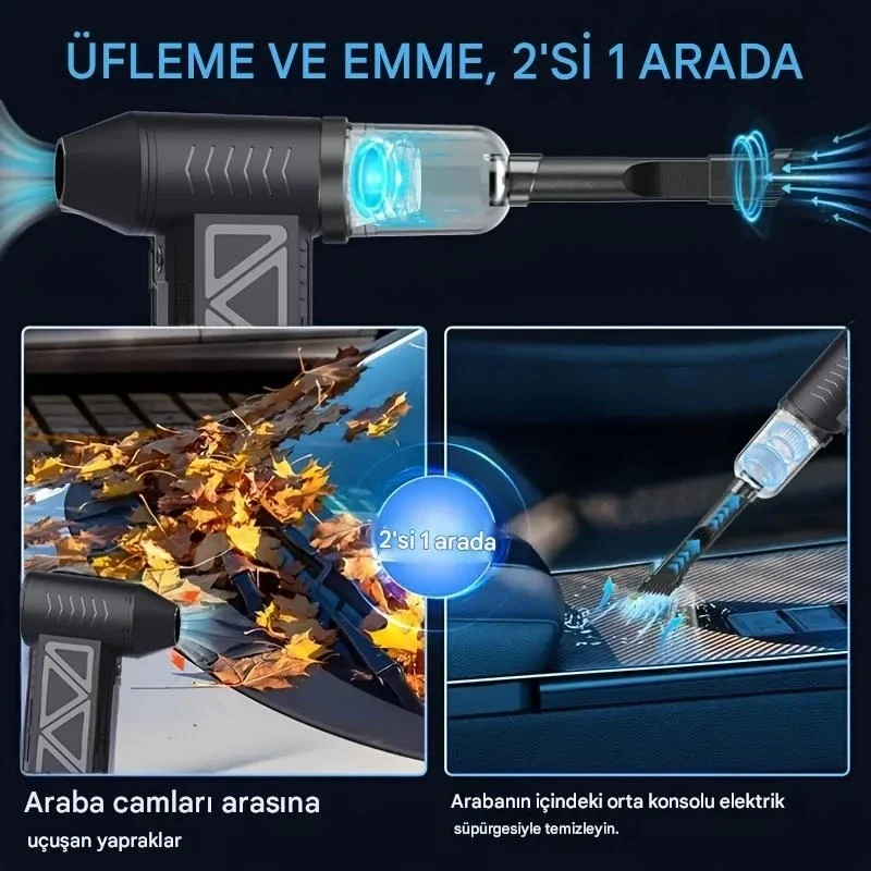 Goldorion Mini Şarjlı Hava Üfleyici ve Vakumlu El Süpürgesi