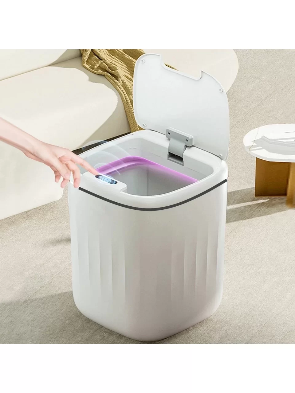 Akıllı Sensörlü Çöp Kovası Teknolojik Ofis Banyo Mutfak 20l Uv Işık Antibakteriyel Koku Geçirmez