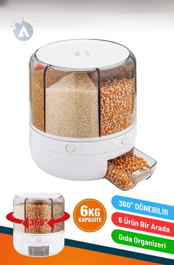Alitech Kuru Gıda ve Bakliyat 6lı Erzak Saklama Kabı 6 Kg