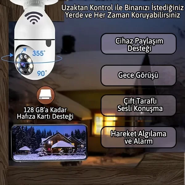 Ampul Kamera Harekete Duyarlı Gece Görüşlü Egonex