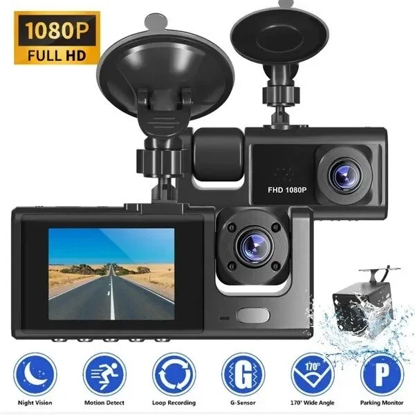 Araç Araba Kamerasi Black Box Traffic Recorder  3 Kameralı