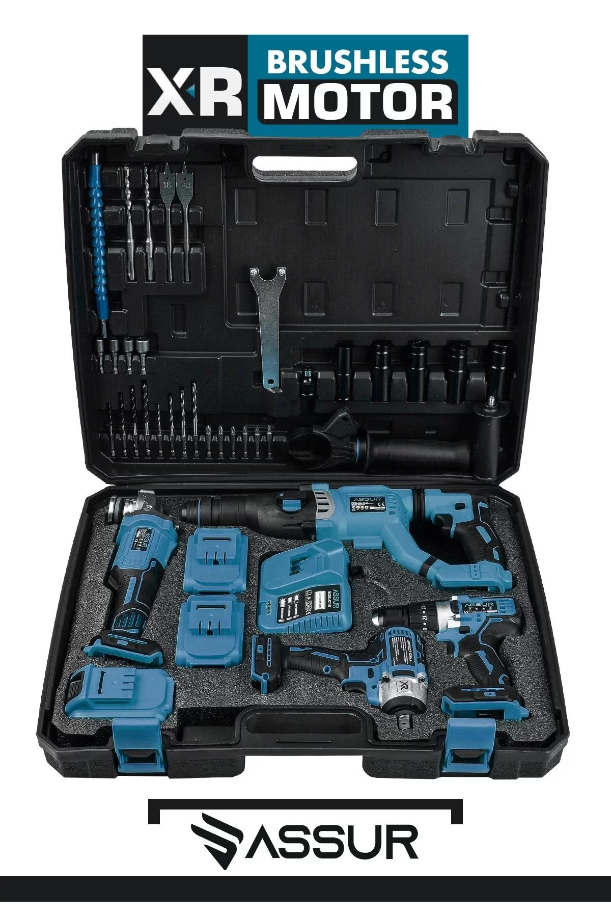 Assur Profesyonel 21V Akülü Somun Sıkma Sökme Matkap Taşlama Kırıcı Delici Hilti 4lü Set