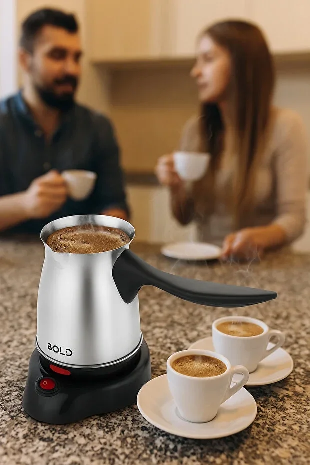 Bold Elektrikli Türk Kahve Pişirme Makinesi Inox Paslanmaz Çelik Cezve
