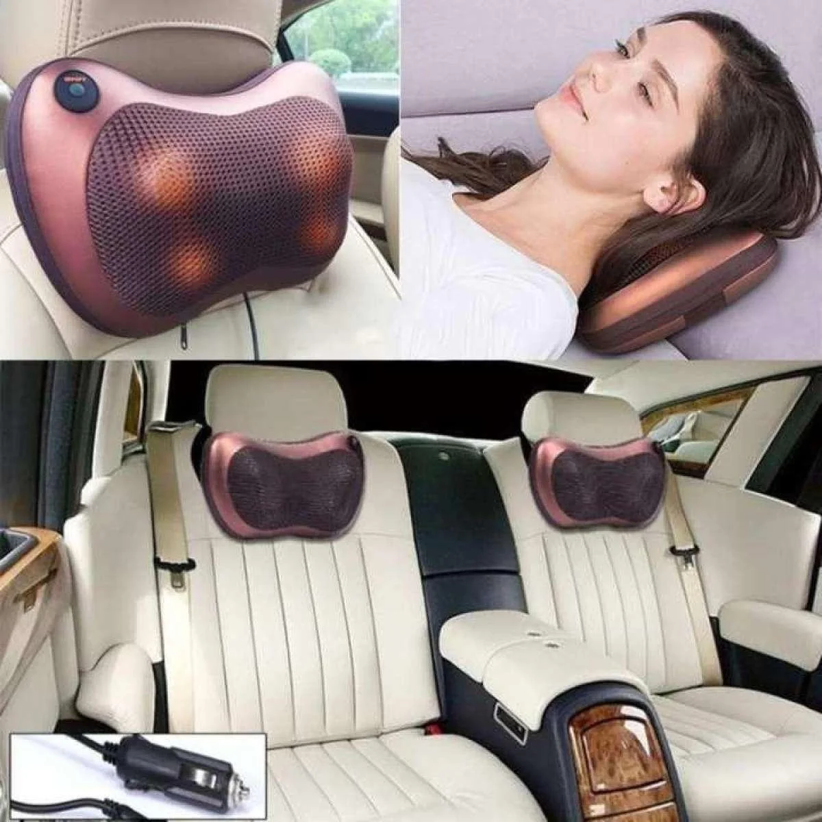 Car Home Isıtmalı Ovmalı Masaj Yastığı Ayak Bel Boyun Sırt Vücut Omuz Aleti