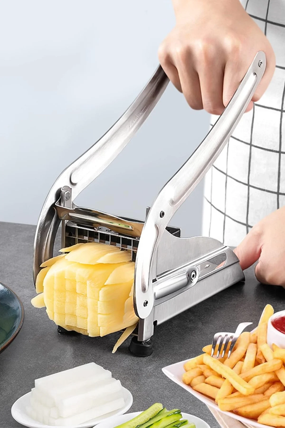 Çelik El Tipi Patates Sebze Dilimleyici Küp Rende Doğrayıcı