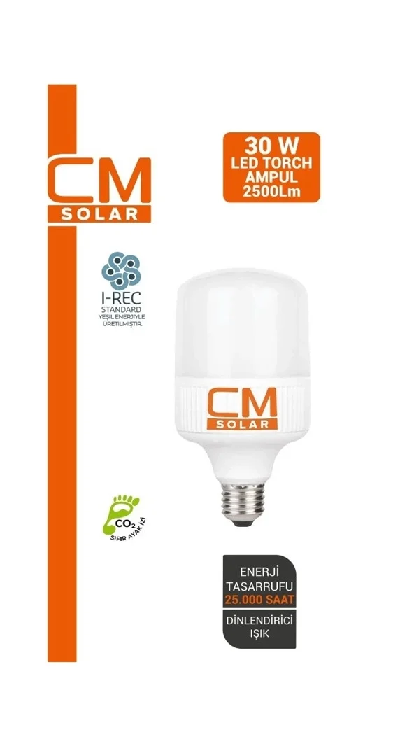 Cmsolar 30 W Led Torch Ampul E27 Duy 6500k Beyaz ışık