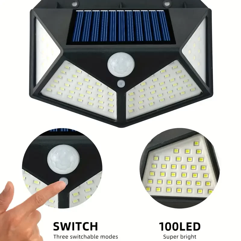 Egonex 100 LED Güneş Duvar Lambası Açık Güneş Lambası