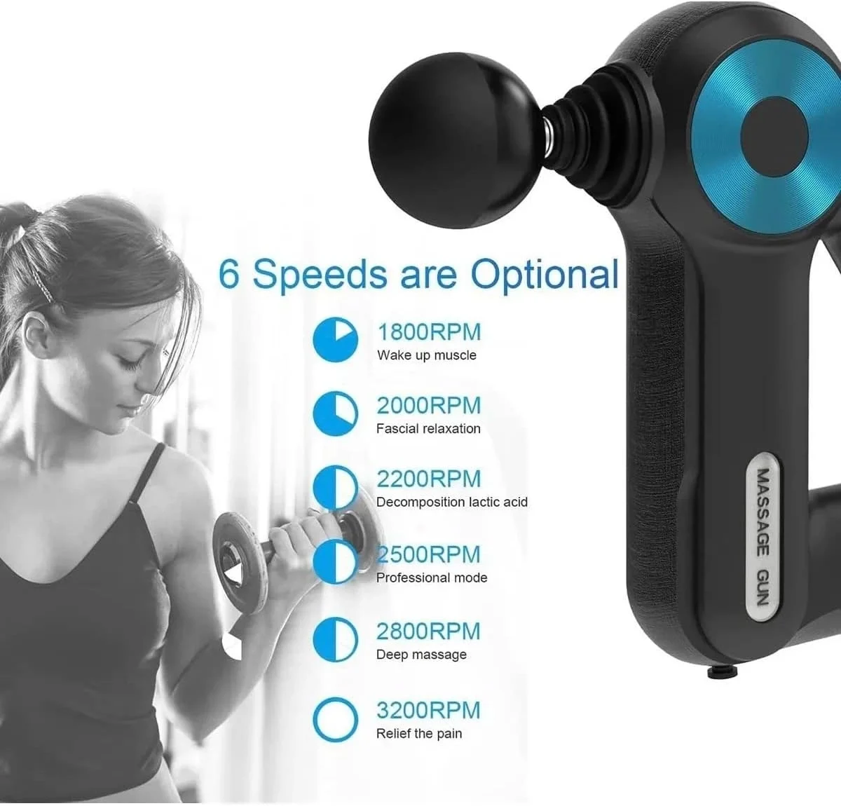 Egonex 12 Başlıklı Profesyonel Masaj Tabancası Çok Fonksiyonlu