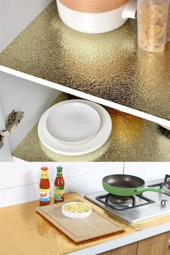 Egonex 2 Metre Kendinden Yapışkanlı Silinebilir Mutfak Tezgah Üstü Sticker Folyo Gold Renk Egonex 2 Metre Kendinden Yapışkanlı Silinebilir Mutfak Tezgah Üstü Sticker Folyo Gold Renk