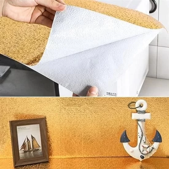 Egonex 2 Metre Kendinden Yapışkanlı Silinebilir Mutfak Tezgah Üstü Sticker Folyo Gold Renk Egonex 2 Metre Kendinden Yapışkanlı Silinebilir Mutfak Tezgah Üstü Sticker Folyo Gold Renk