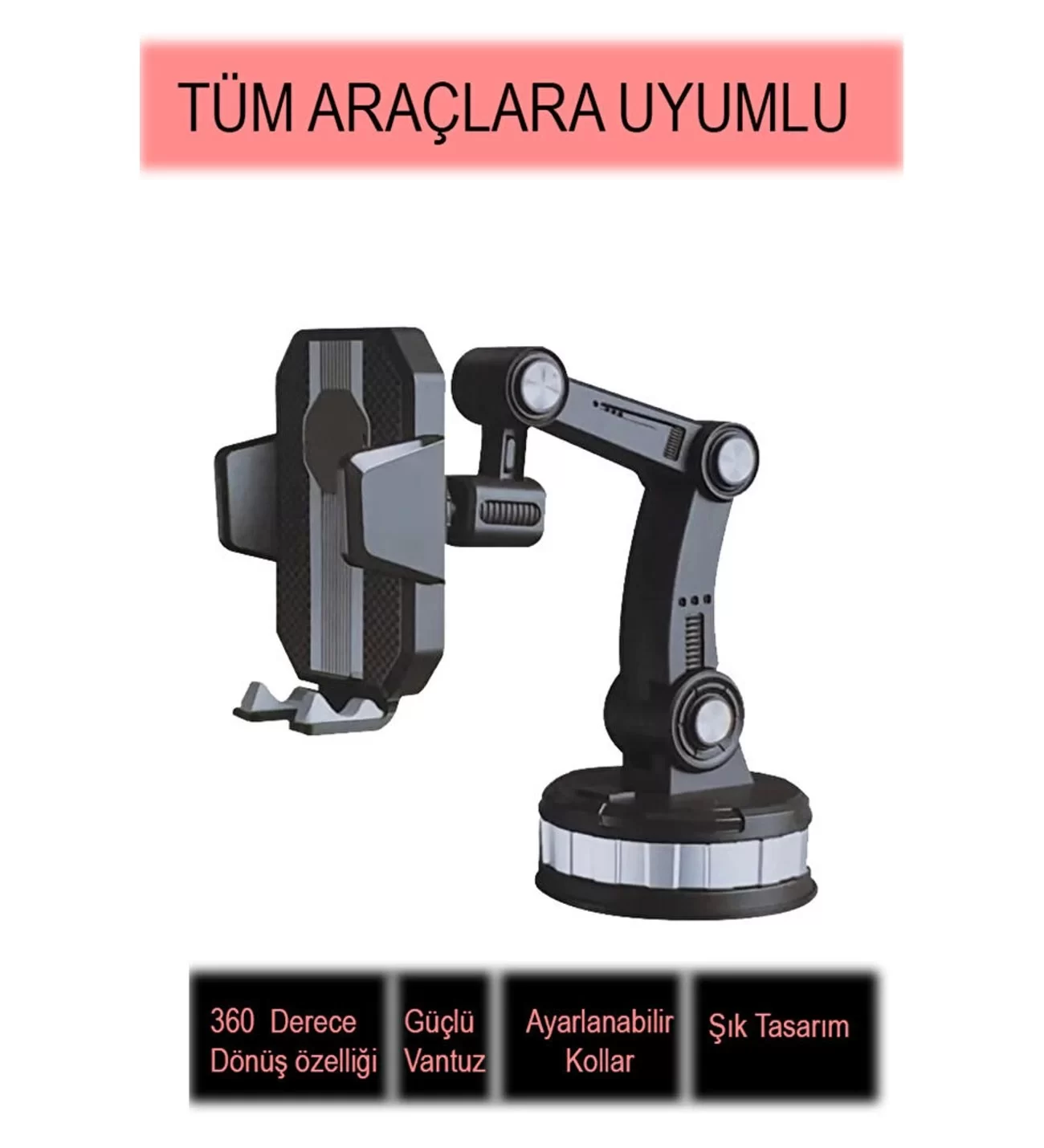 Egonex 360 Derece Dönebilen Ayarlanabilir Araç Içi Vantuzlu Telefon Tutucu