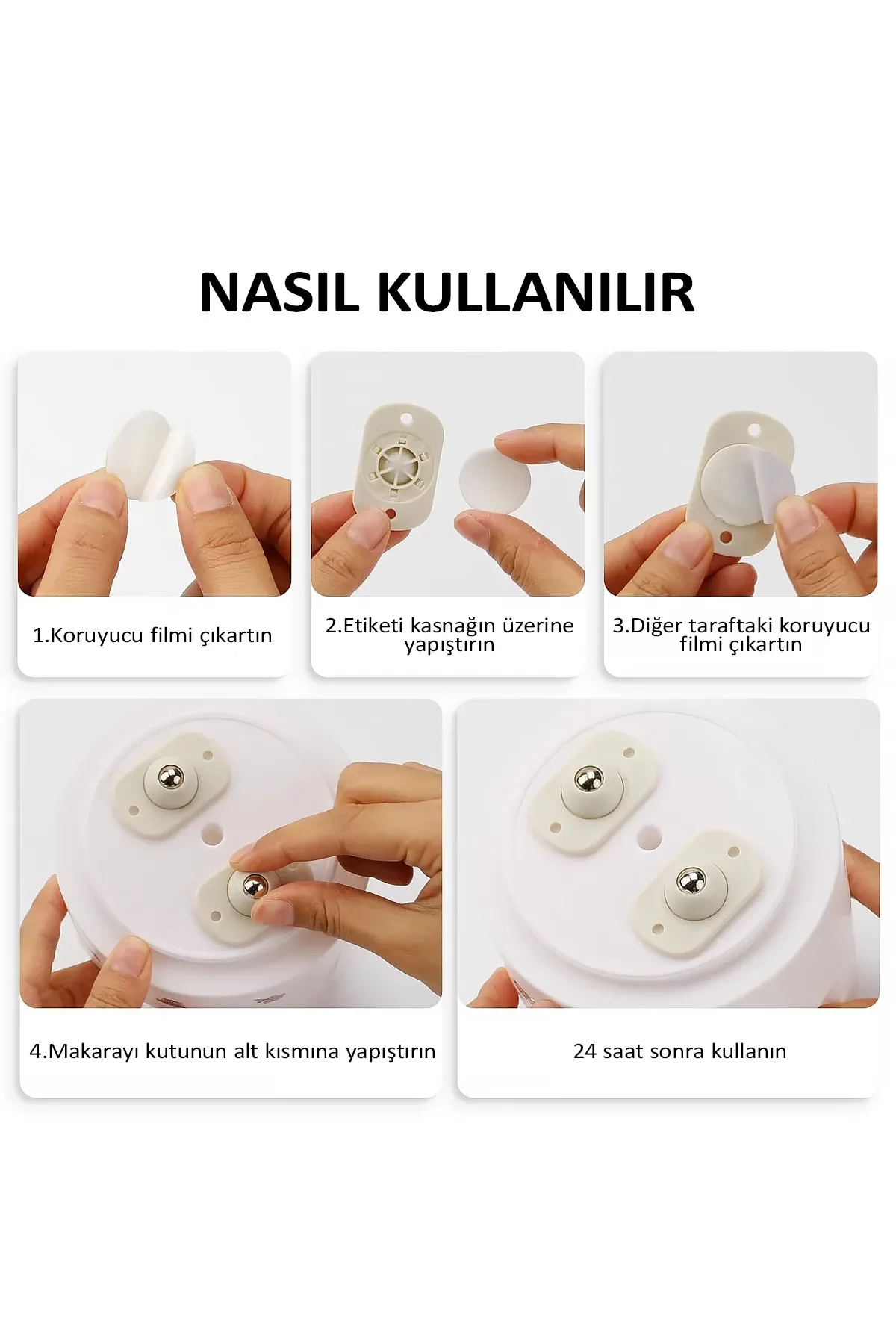Egonex 4 Adet Pratik 360 Derece Döner Tekerlek Bilyeli Eşya Kaydırma Aparatı Yapışkanlı Mini Tekerlekler