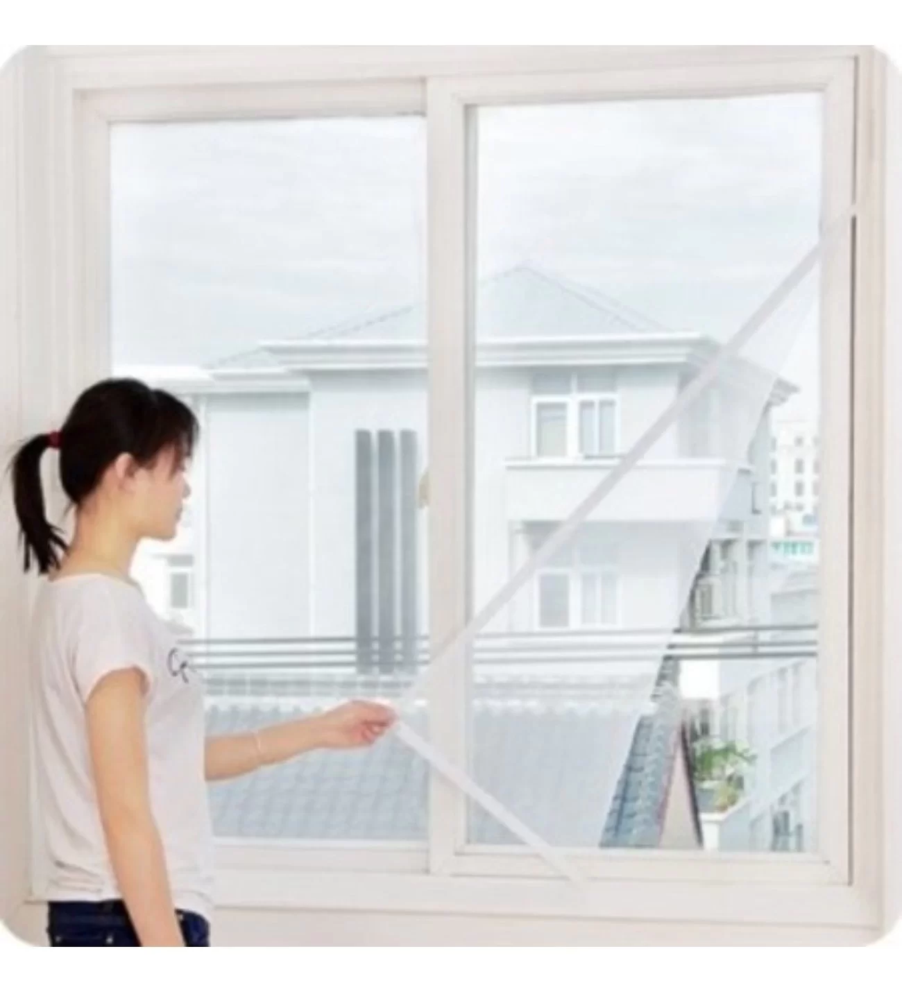 Egonex 75 X 125 Cm + 4 Mt Cırt Bant Kesilebilir Hazır Pencere Tül Sineklik Pratik Tak Çıkar