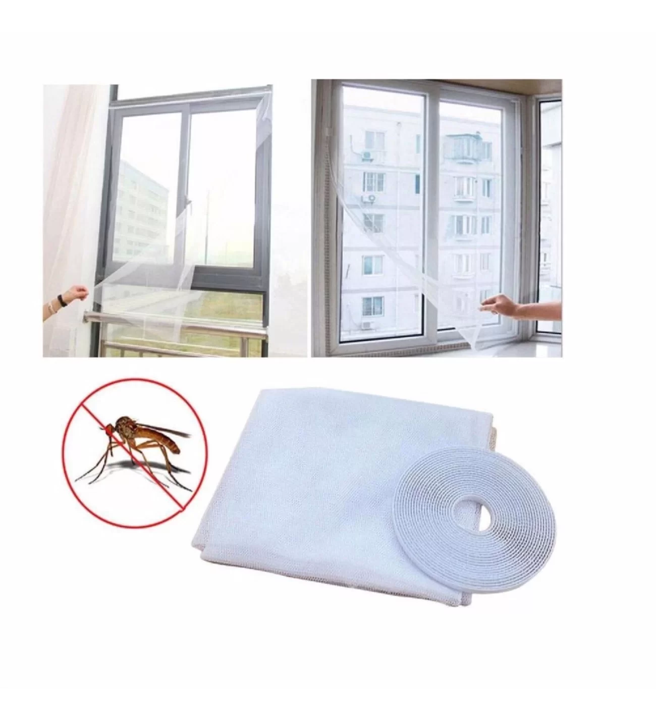 Egonex 75 X 125 Cm + 4 Mt Cırt Bant Kesilebilir Hazır Pencere Tül Sineklik Pratik Tak Çıkar
