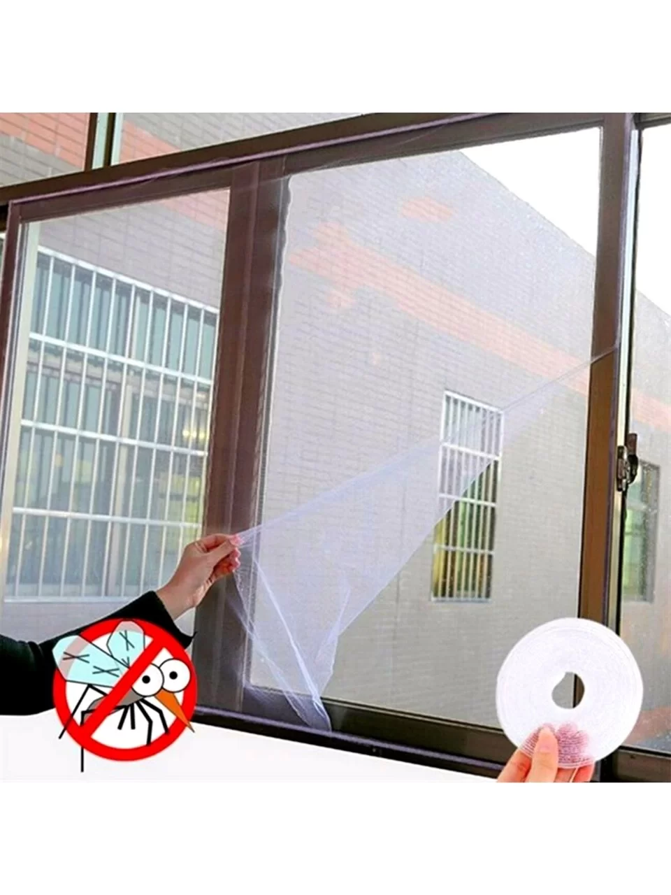 Egonex Cırt Bantlı Yapışkanlı 100Cm X 150Cm Kesilebilir Pencere Sinekliği