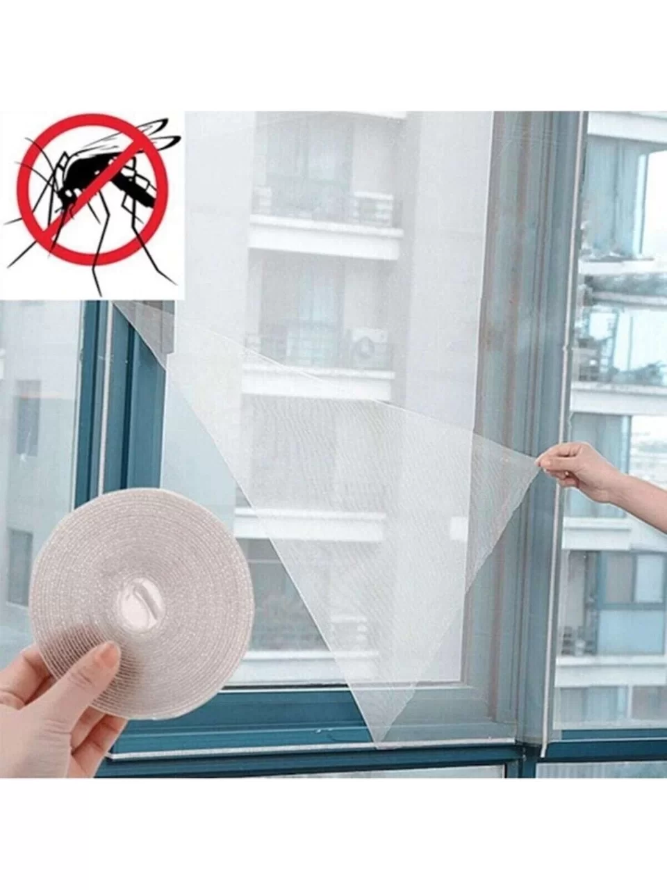 Egonex Cırt Bantlı Yapışkanlı 100Cm X 150Cm Kesilebilir Pencere Sinekliği