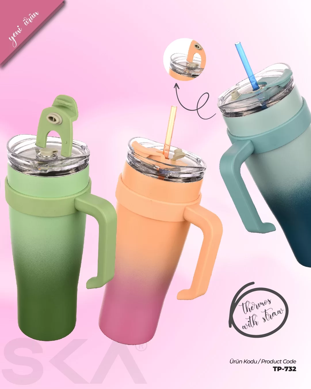 Egonex Essence 1 Litre Pipetli Termos Bardak Çift Duvarlı
