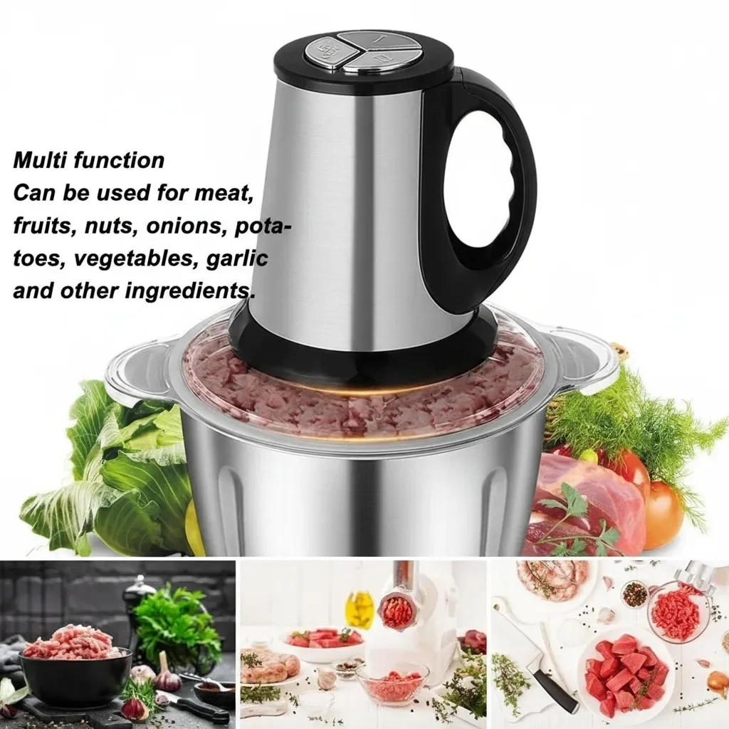 Elektrikli Paslanmaz Çelik Kollu 3.5 Litre Et Kıyma Makinesi Sebze Meyve Doğrayıcı Rondo Blender