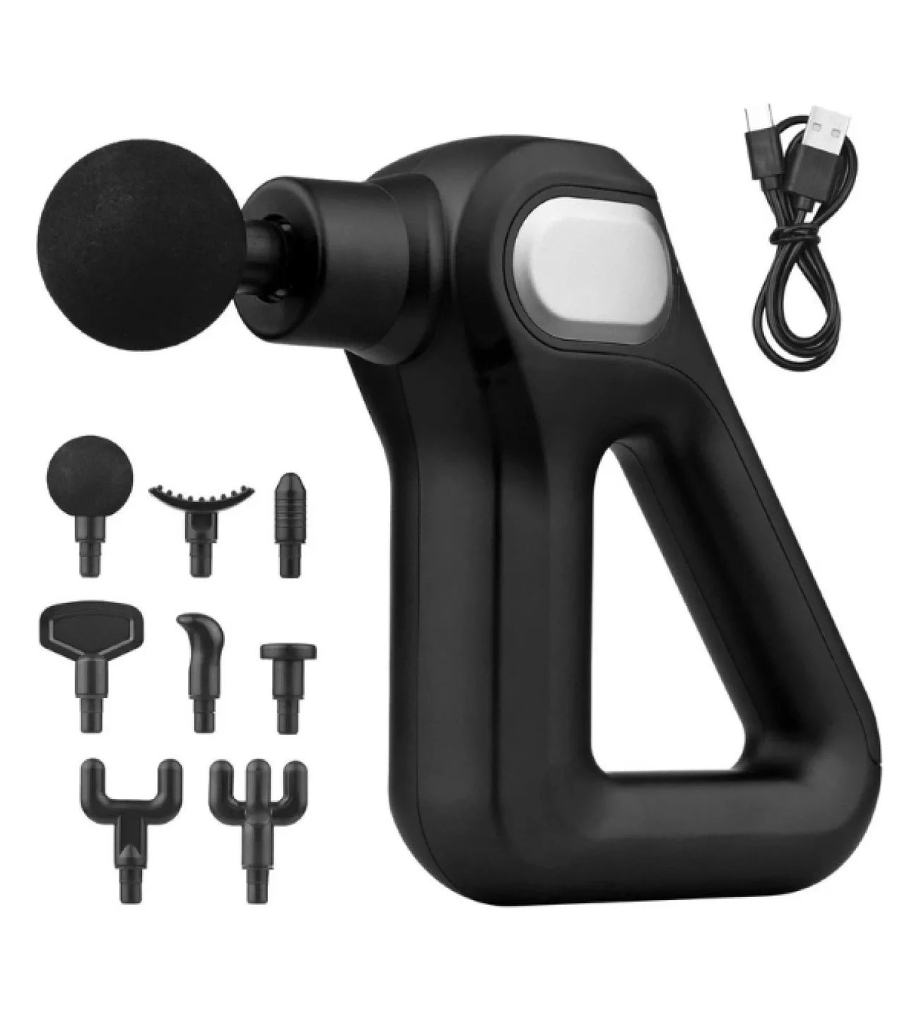 Fascial Gun KH-750 Gri LCD Sporcu Egzersiz Masaj Aleti 8 Başlıklı