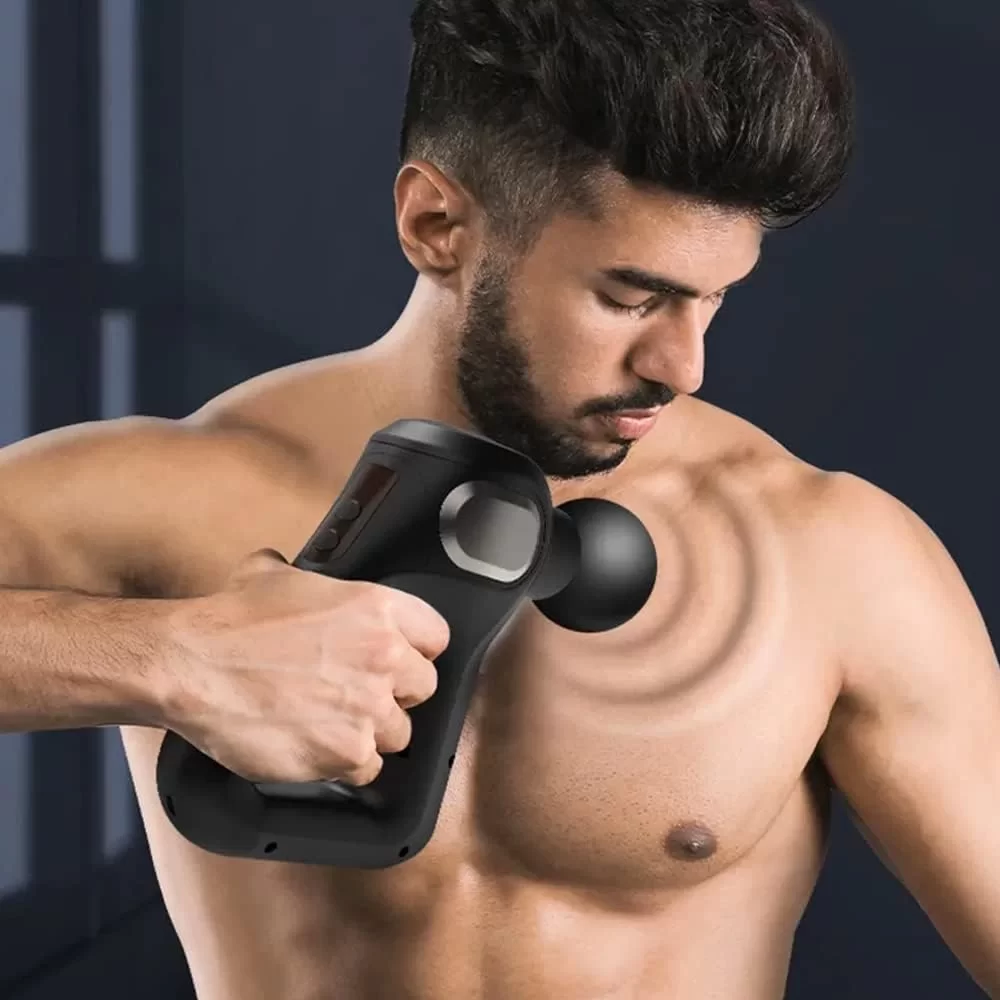 Fascial Gun KH-750 Gri LCD Sporcu Egzersiz Masaj Aleti 8 Başlıklı