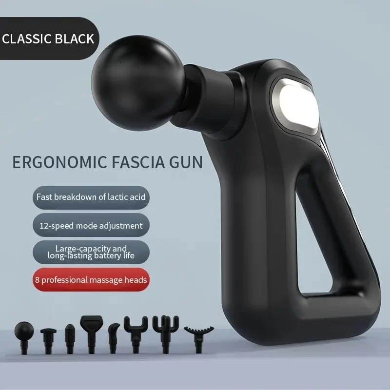Fascial Gun KH-750 Gri LCD Sporcu Egzersiz Masaj Aleti 8 Başlıklı
