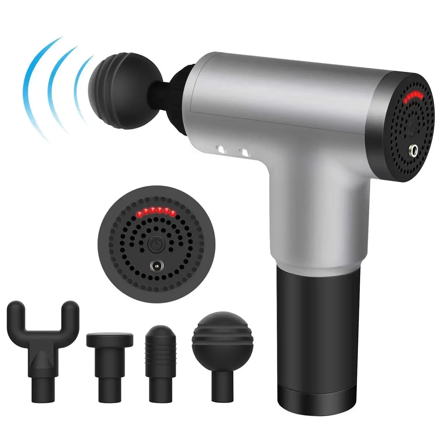 Fascial Gun RH-320 6 Kademe Hız Ayarlı, 4 Parça Başlıklı, Usb Şarjlı, Masaj Tabanca Aleti
