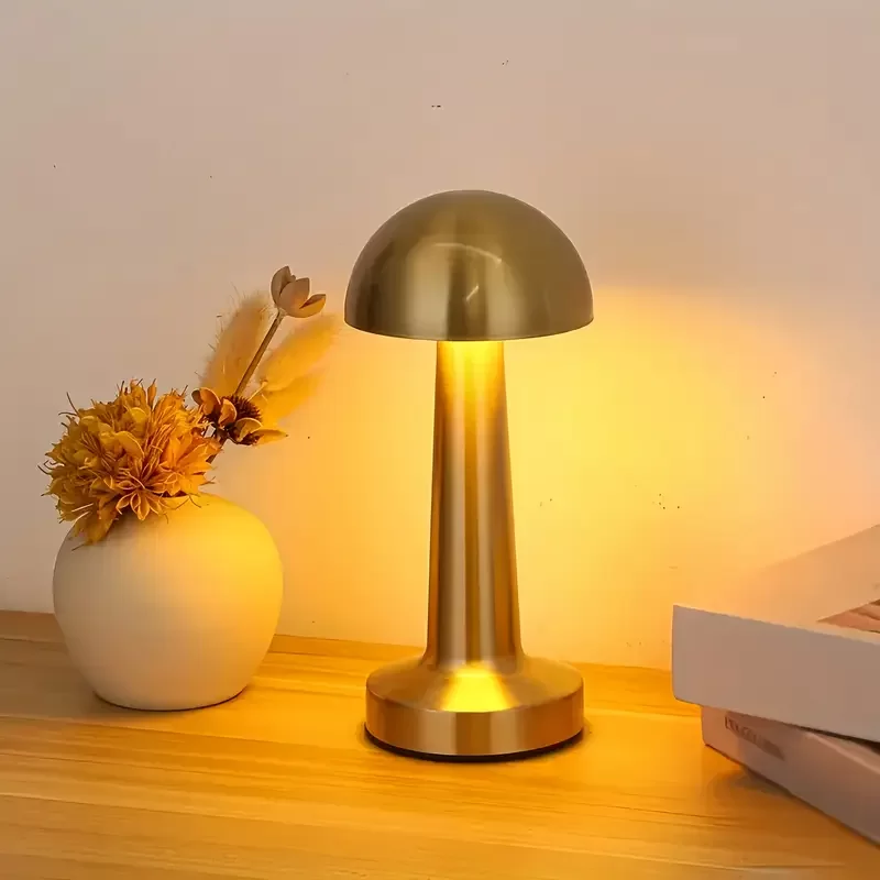Forlife Dekoratif Şarjlı LED Mantar Masa Lambası Gold FL-8055