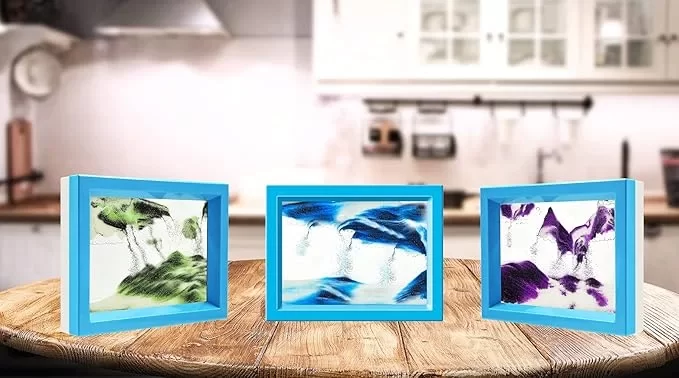 Hareketli Kum Resim İllüzyon Doğal Manzara 2 Yüz Çerçeveli 3D Görüş Masaüstü Sanat Aynalı