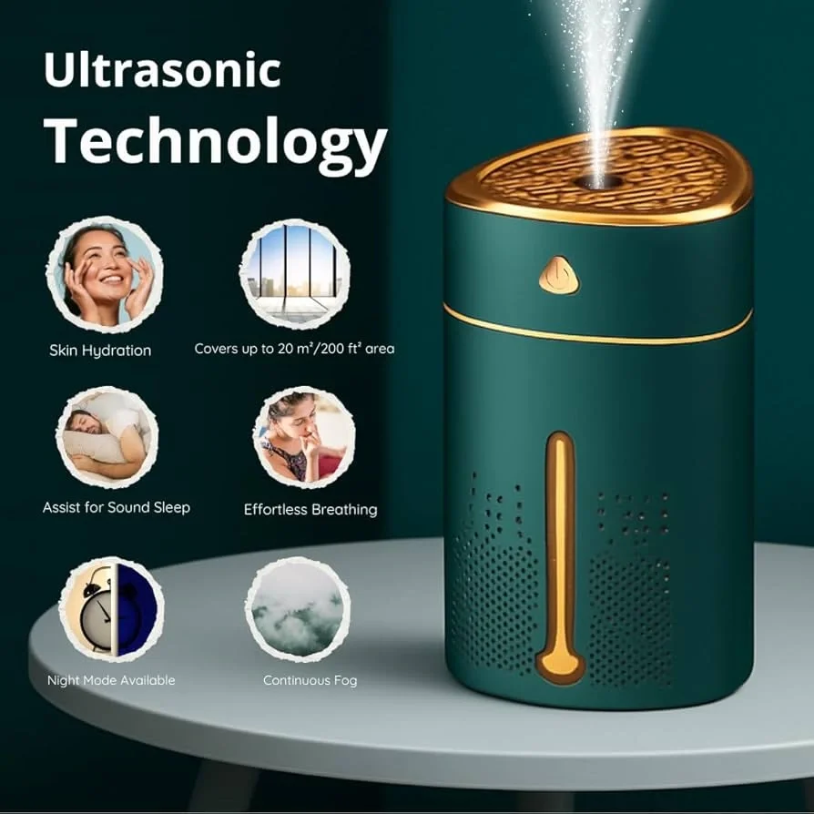 1000 ML Ultrasonik Hava Nemlendirici Işıklı Buhar Makinesi Ve Aroma Difüzörü