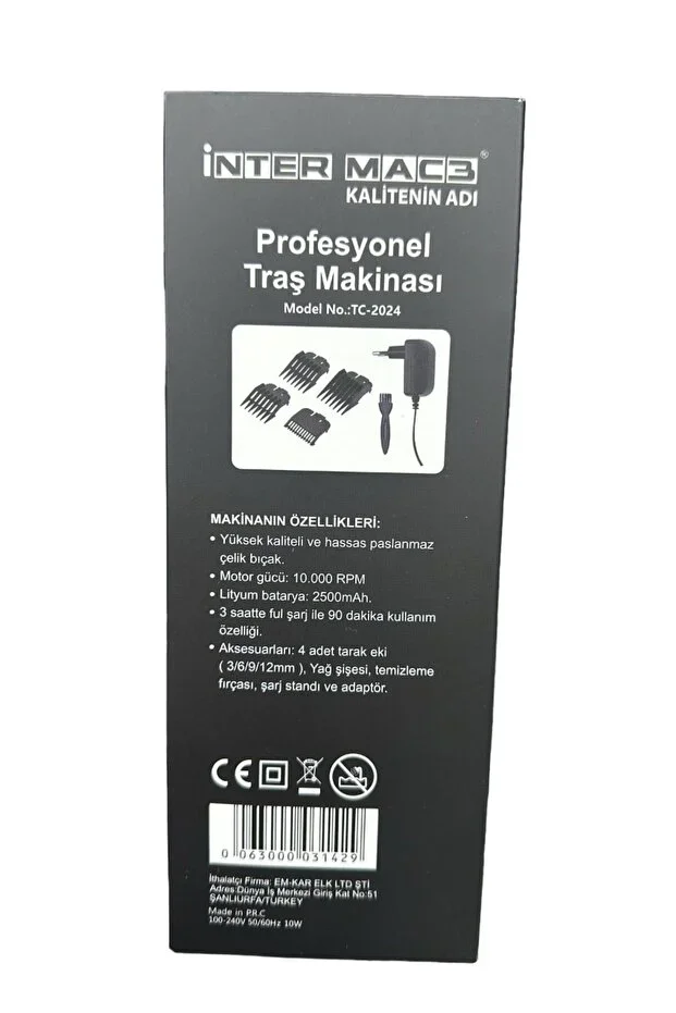 İNTER MAC3 İntermac Tc-2024 Profesyonel Çelik Bıçak Ve Gövdeli Tıraş Makinesi
