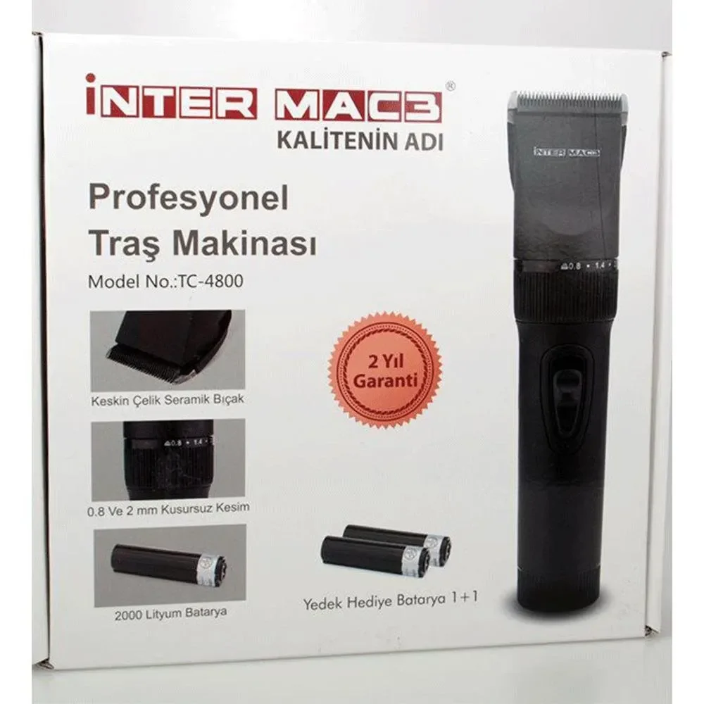 Inter Mac3 TC-4800 Yedek Bataryalı Profesyonel Saç Sakal Tıraş Makinesi