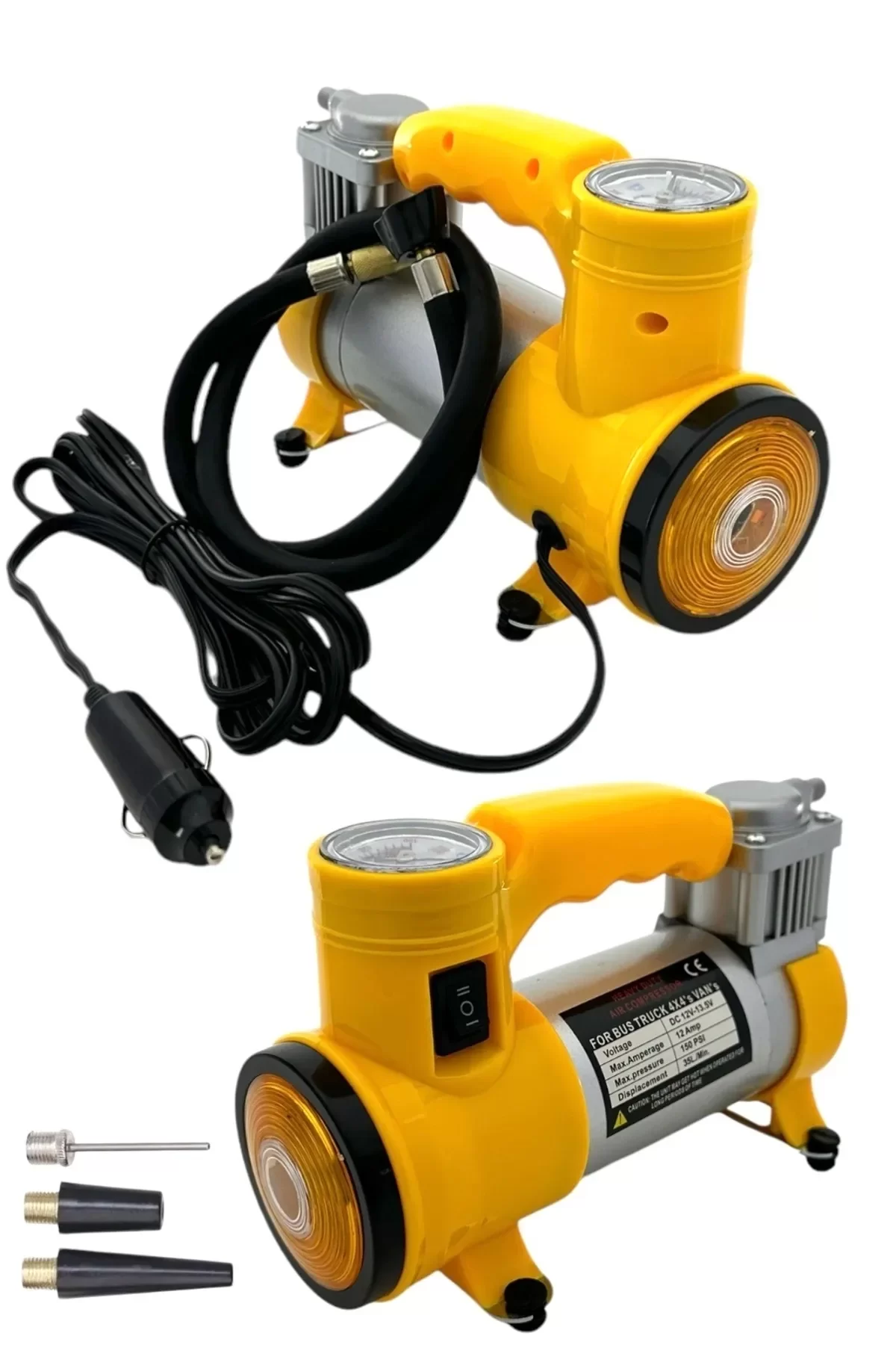 Italyano Elektrikli Araba Lastik Şişirme / 150 PSI - 12V / Taşınabilir Metal Hava Kompresörü