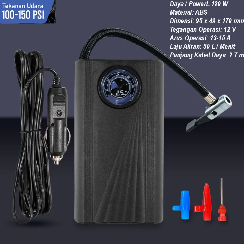 Kablolu Lastik Şişirme Cihazı Elektrikli Lastik Pompası 120W Kablolu Versiyon - SCK619-1 - Siyah Kablolu Lastik Şişirme Cihazı Elektrikli Lastik Pompası 120W Kablolu Versiyon - SCK619-1 - Siyah