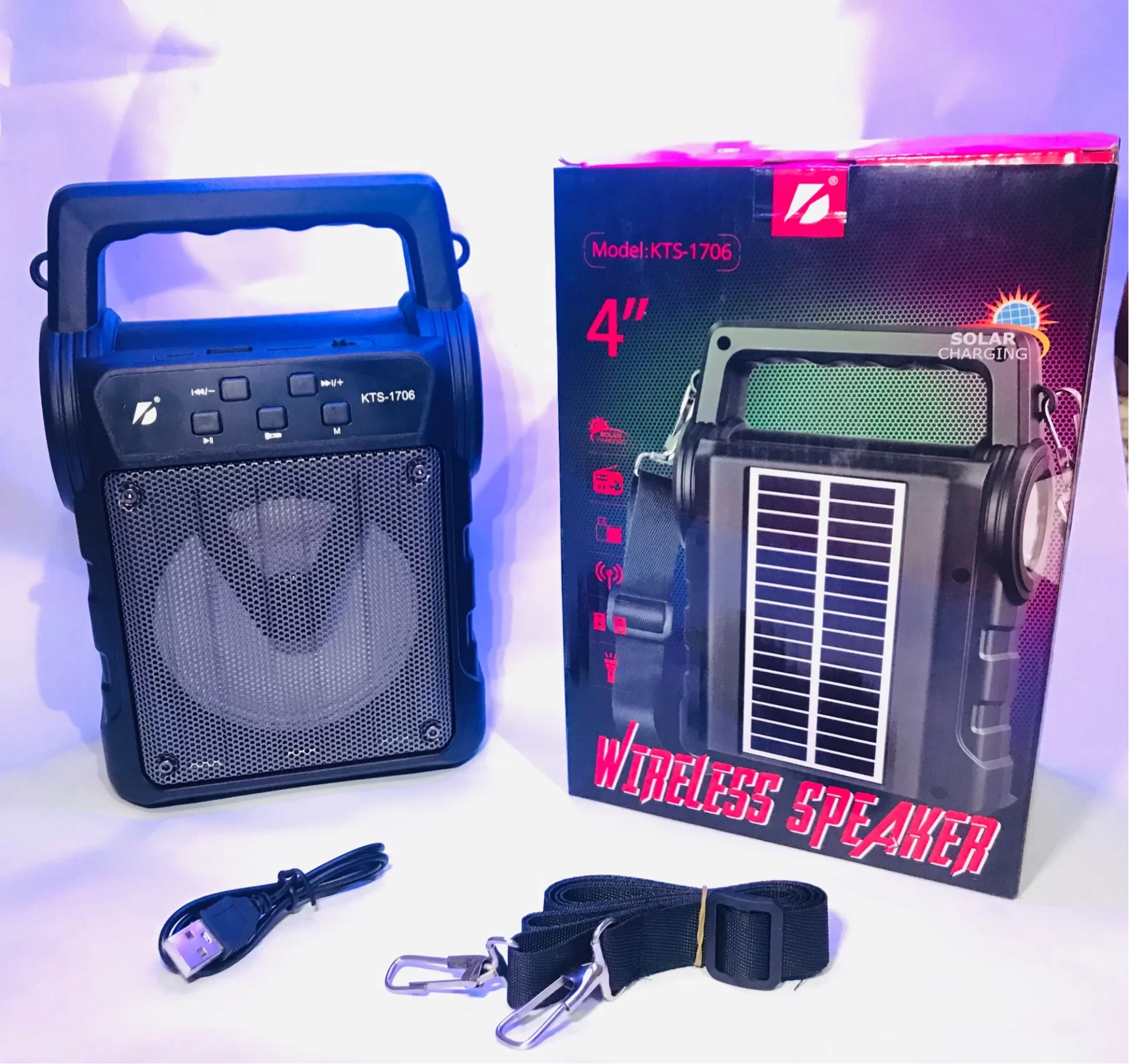 KTS-1706 Taşınabilir Güneş Enerjili Fenerli Bluetooth Hoparlör