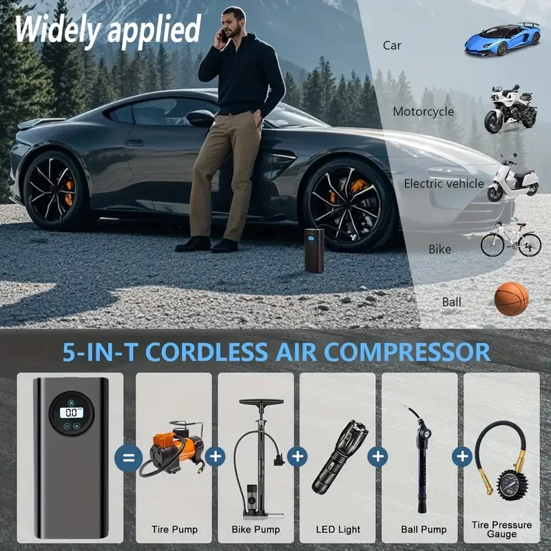 LCD Ekranlı Taşınabilir Hava Kompresörü