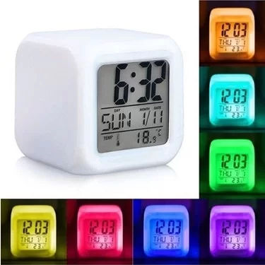 Led Dijital Renkli Masa Saati Alarm Termometre Tarih Masaüstü Saat