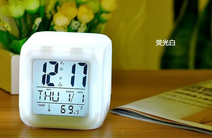 Led Dijital Renkli Masa Saati Alarm Termometre Tarih Masaüstü Saat
