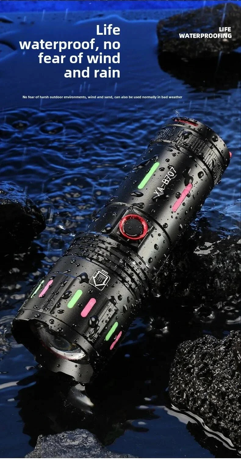 LED El Feneri 2000 Lümen USB Şarj Edilebilir Flash Işığı Yüksek Güçlü El Feneri Taktiksel Uzun Menzil El Lambası XA-B707 LED El Feneri 2000 Lümen USB Şarj Edilebilir Flash Işığı Yüksek Güçlü El Feneri Taktiksel Uzun Menzil El Lambası XA-B707