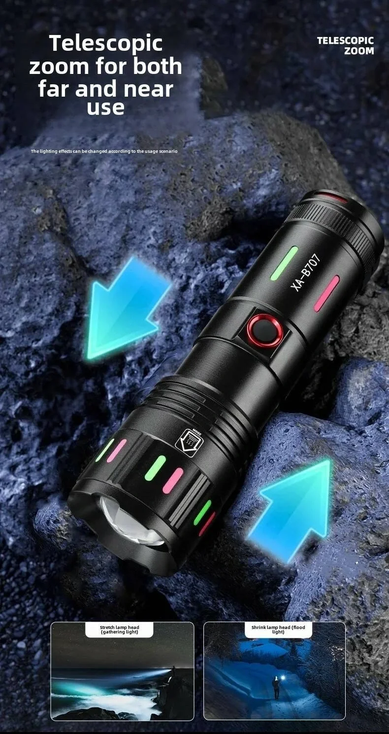LED El Feneri 2000 Lümen USB Şarj Edilebilir Flash Işığı Yüksek Güçlü El Feneri Taktiksel Uzun Menzil El Lambası XA-B707 LED El Feneri 2000 Lümen USB Şarj Edilebilir Flash Işığı Yüksek Güçlü El Feneri Taktiksel Uzun Menzil El Lambası XA-B707