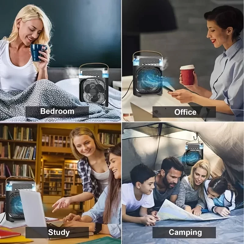 Masaüstü Mini Su Ve Buz Hazneli Buhar Püskürtmeli 3in1 Vantilatör Fan