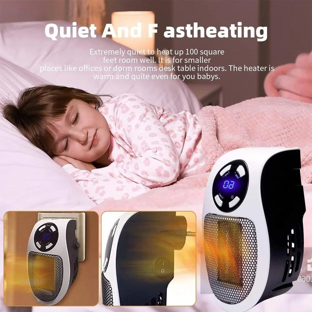 Priz Tipi Uzaktan Kumandalı Taşınabilir Isıtıcı Zamanlayıcı - Otomatik Kapanma 500w