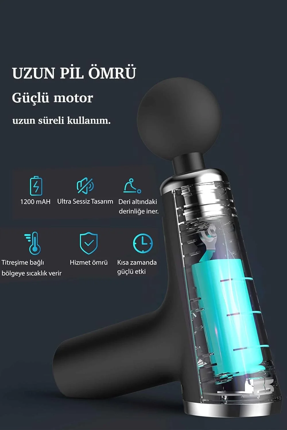 Mini Fascial Gun Profesyonel Şarjlı Masaj Aleti 4 Başlıklı KH-800