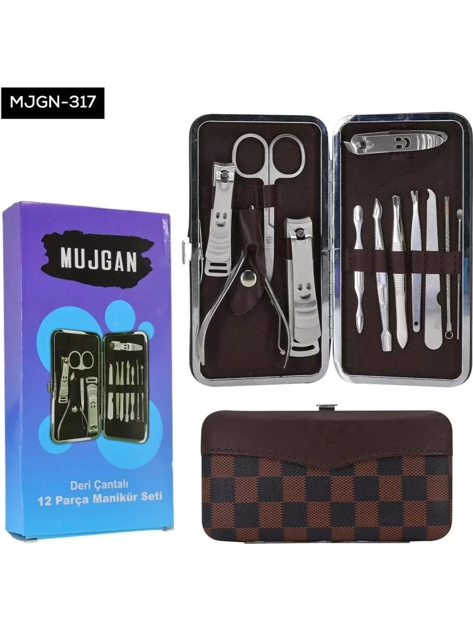 Mujgan Tırnak Makası Tırnak Bakım Seti Deri Çantalı 12 Parça Set